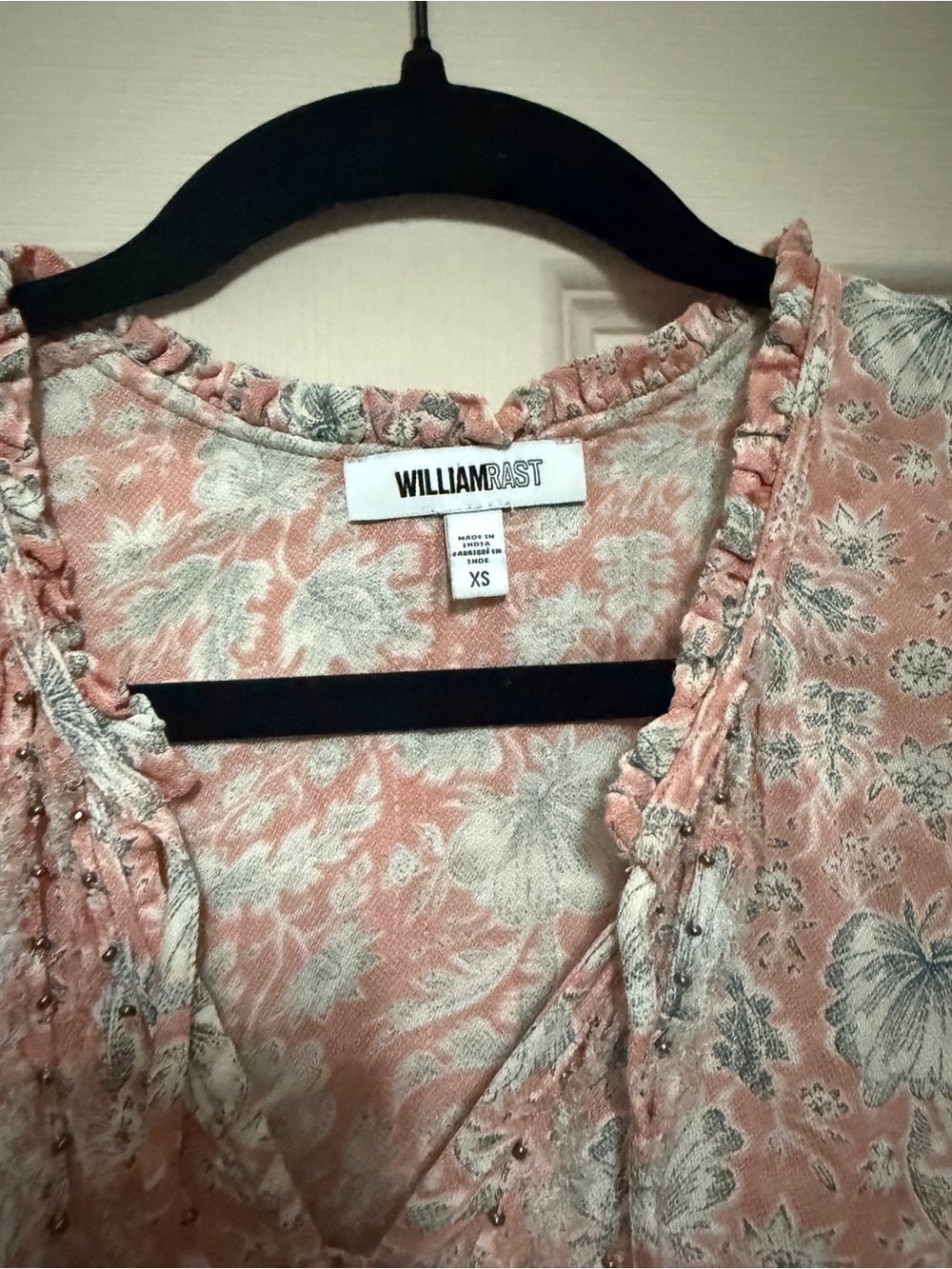 William Rast Pink Floral Ruffle Button-Front Blouse - Picture 2 of 9